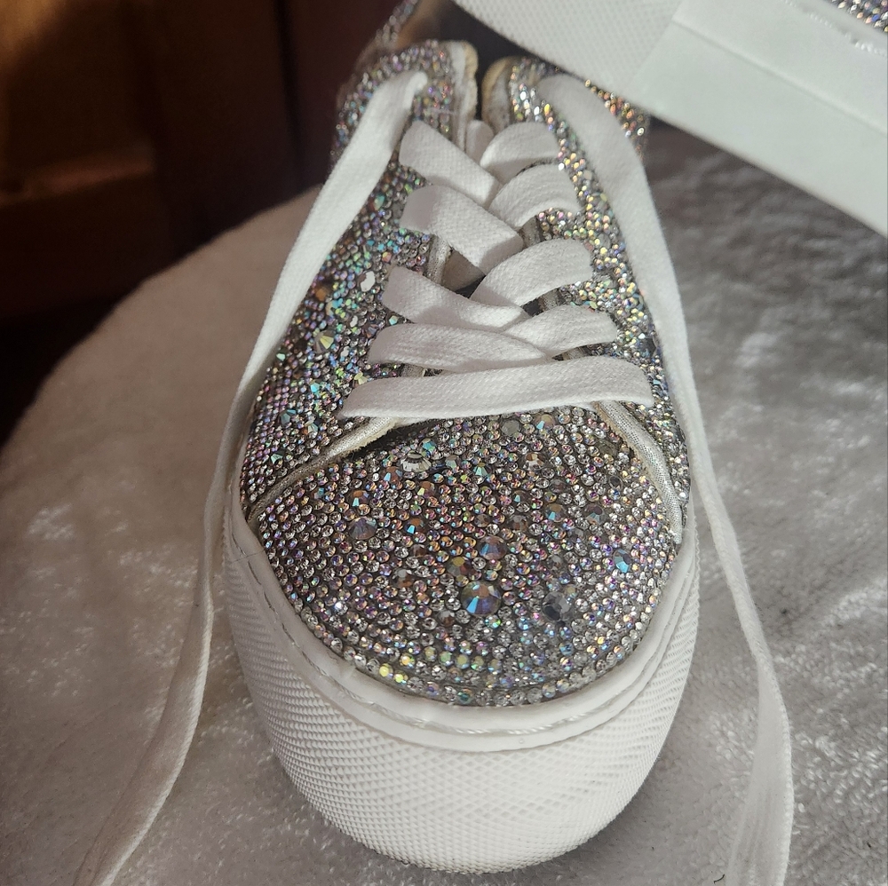 Betsy Johnson Gorgeous Rhinestone Sparkling Silver Womens Platform Whimsy Size 6 - Picture 6 of 16